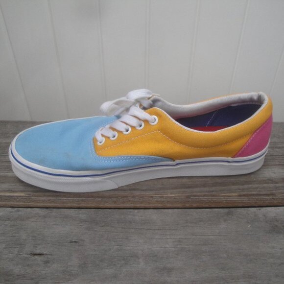 Vans Men's Shoes ERA CANVAS 'COLOR BLOCK Blue Pink and Orange 10.5 - Picture 3 of 7
